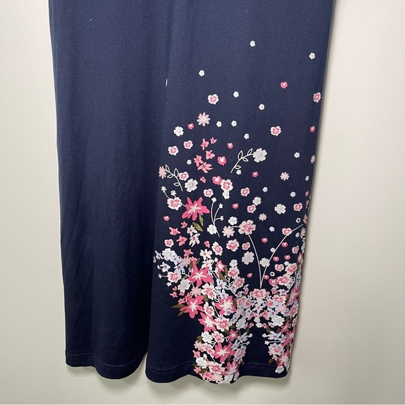 La Vie en Rose Women’s Navy Floral Nightgown & Robe Set Size L comfy Sleepwear - Picture 4 of 12